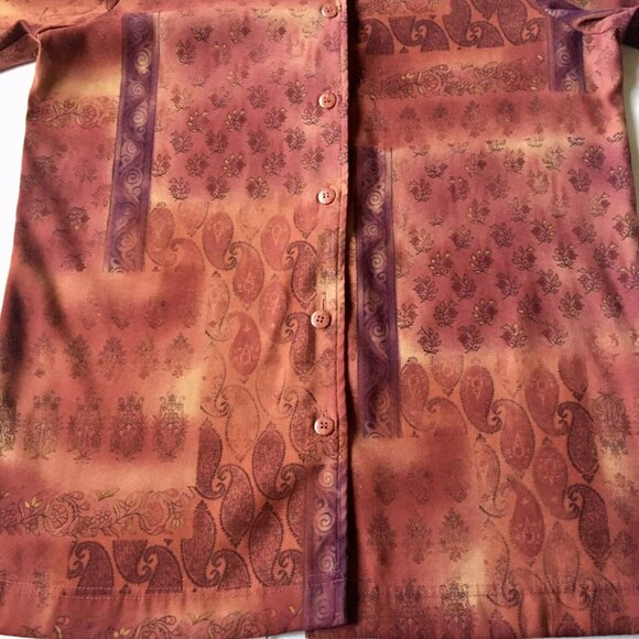 Coldwater Creek Paisley Floral Button-Down Top Women’s‎ Size L Orange Red - Picture 3 of 8